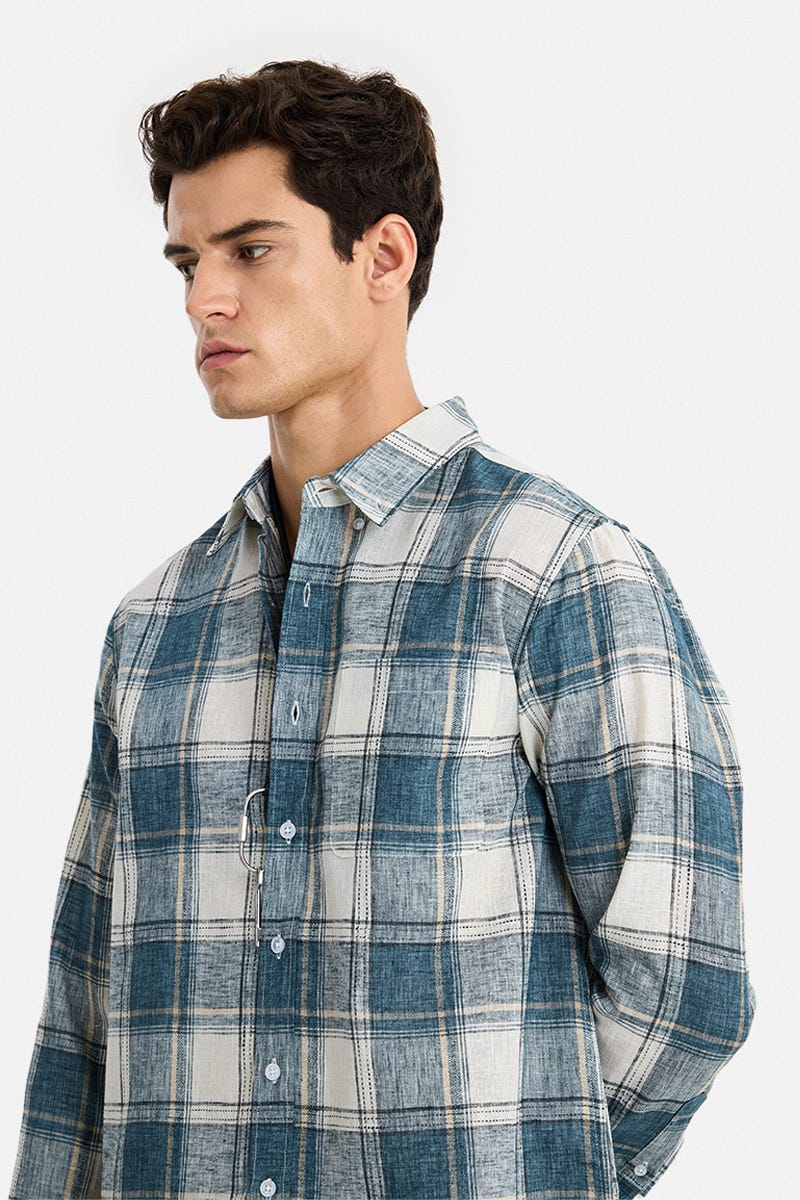Men's Gray Checked Casual Shirt